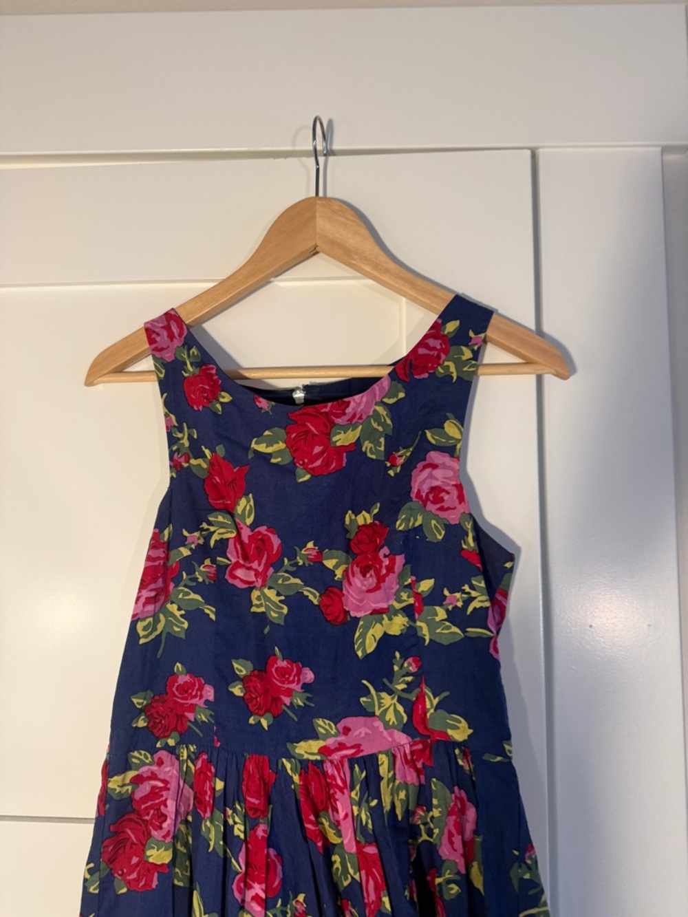 Betsey Johnson Navy Sundress with Pink & Red Rose Print - Picture 2 of 4